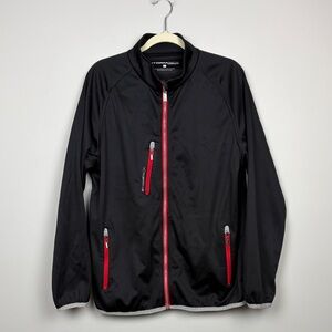 AUR Stormpack Lightweight Zip Up Jacket Black Red Mens SZ L‎